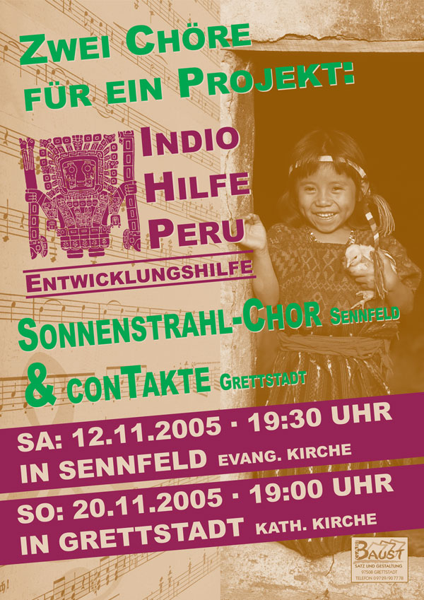 Plakat für das Benefiz Konzert "Indio Hilfe" des Trendchor conTakte aus dem Jahr 2007