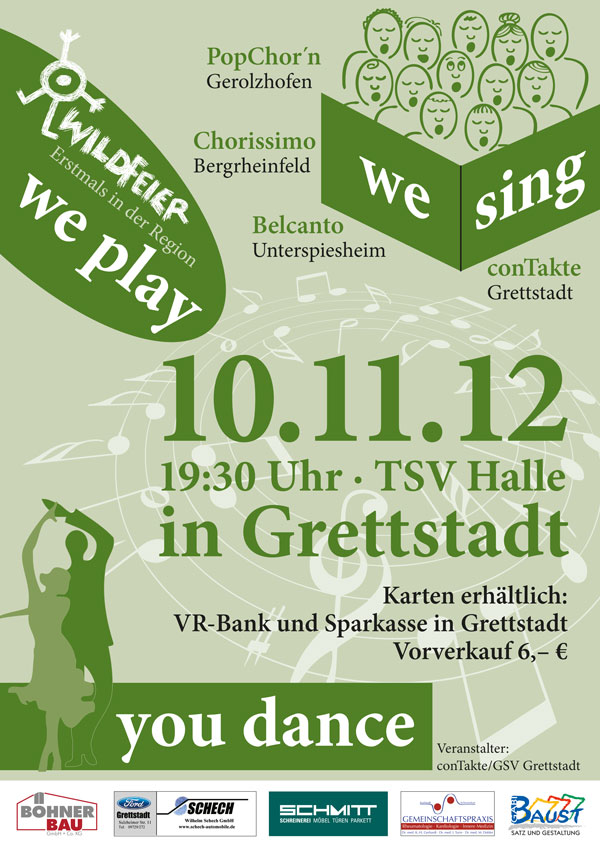 Plakat der Veranstaltung We Play We Sing You Dance des Trendchor conTakte aus dem Jahr 2012
